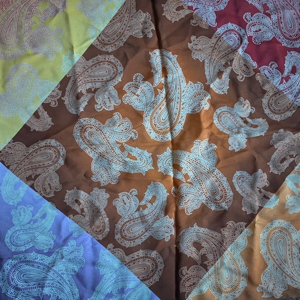 Jones New York Paisley Scarf 21 Inch Square Purple Brown Gold